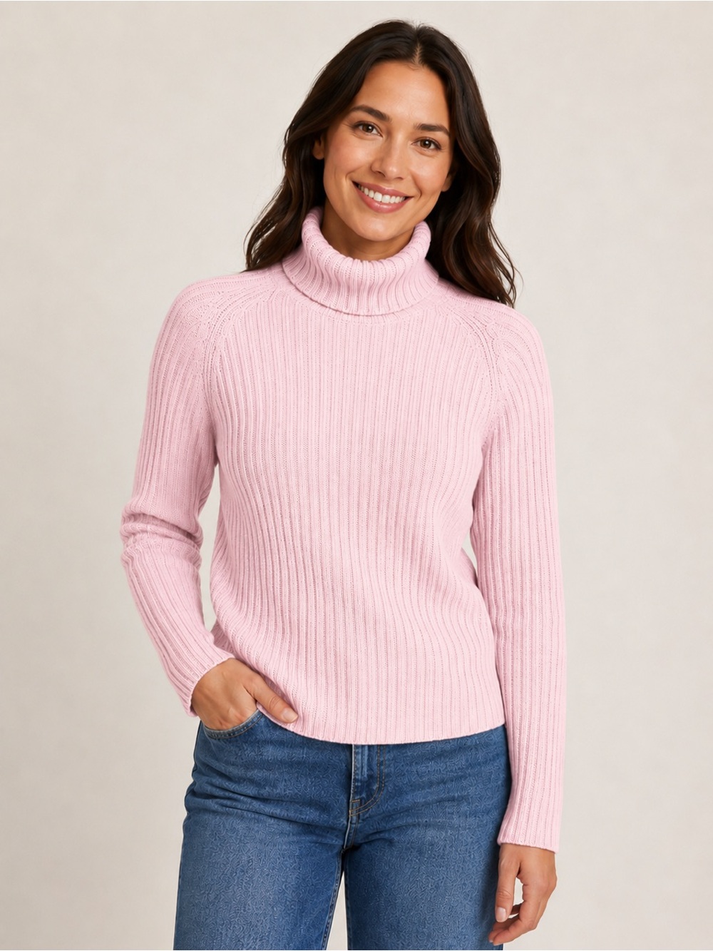 Hanna Andersson Ribbed Knit Heavyweight Turtleneck Sweater Women S Pink